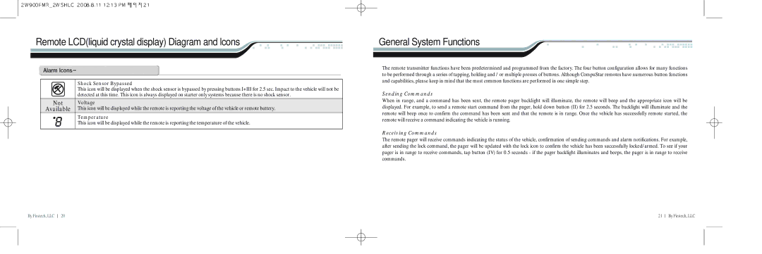 Firstech, LLC 2WSHLCD-5P, 2W900FMR-2ND-5P manual General System Functions, Shock Sensor Bypassed 