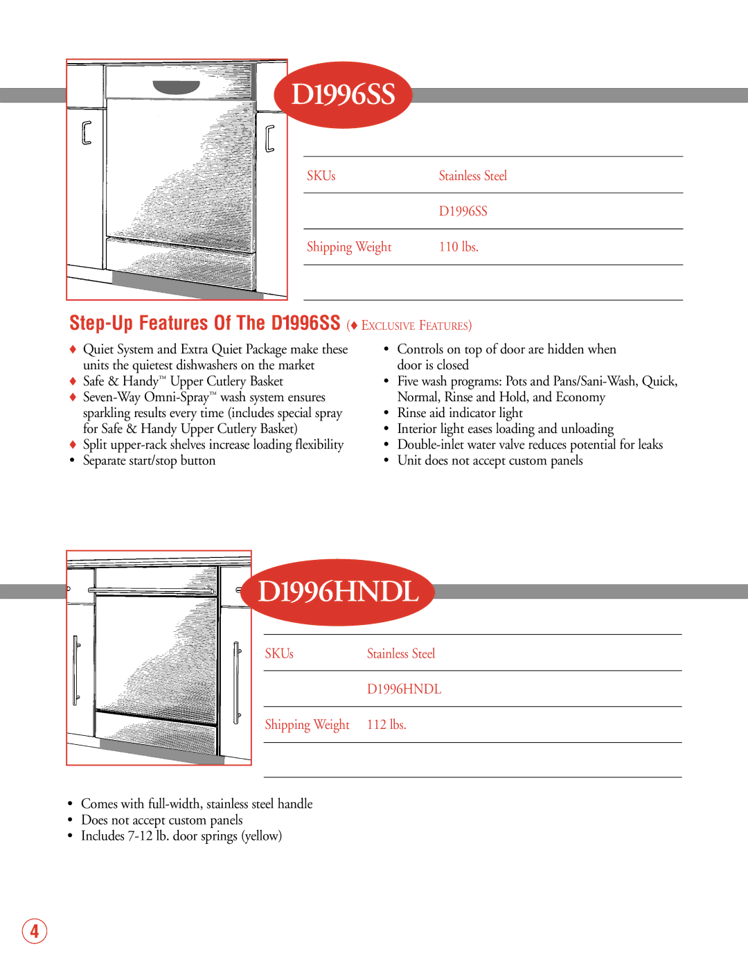 Fisher & Paykel 2002 VRS 2.0 manual Step-Up Features Of The D1996SS Exclusive Features 