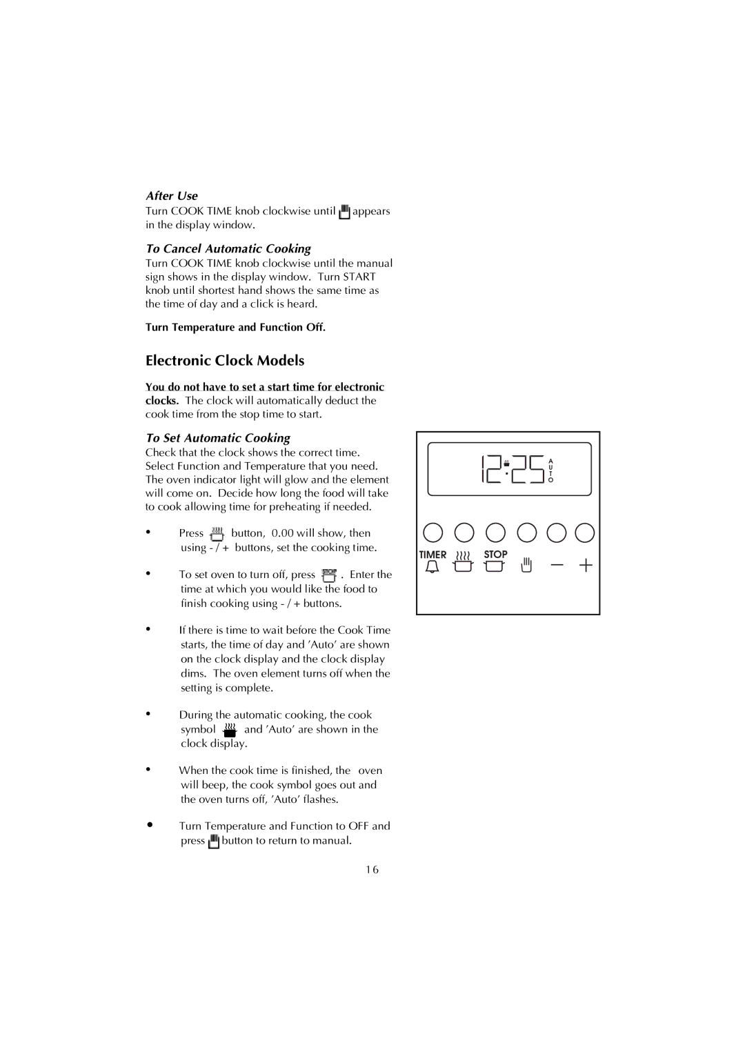 Fisher & Paykel 447443 manual Electronic Clock Models, After Use, To Cancel Automatic Cooking 