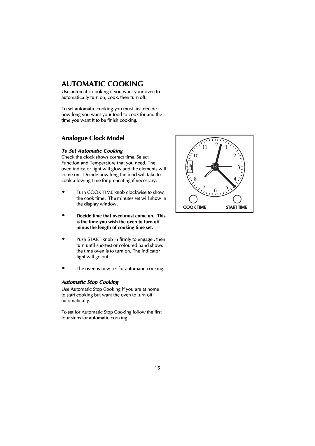 Fisher & Paykel 447443 manual To Set Automatic Cooking, Automatic Stop Cooking 
