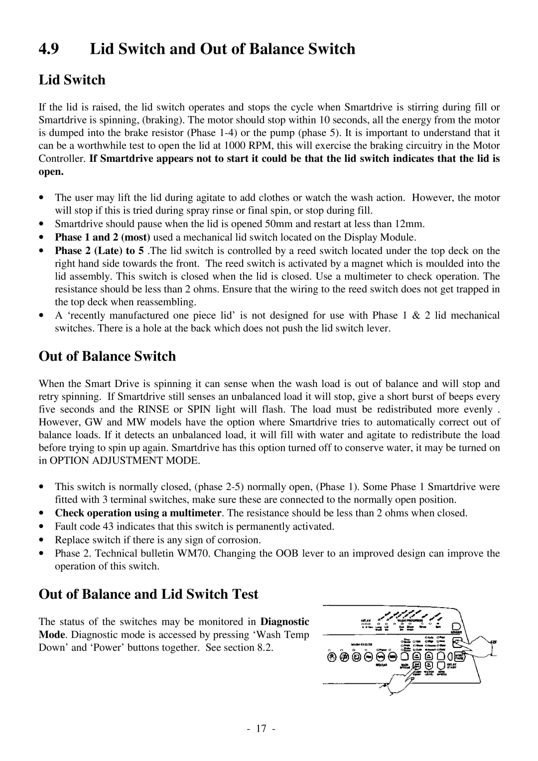 Fisher & Paykel 517735 service manual Lid Switch and Out of Balance Switch 