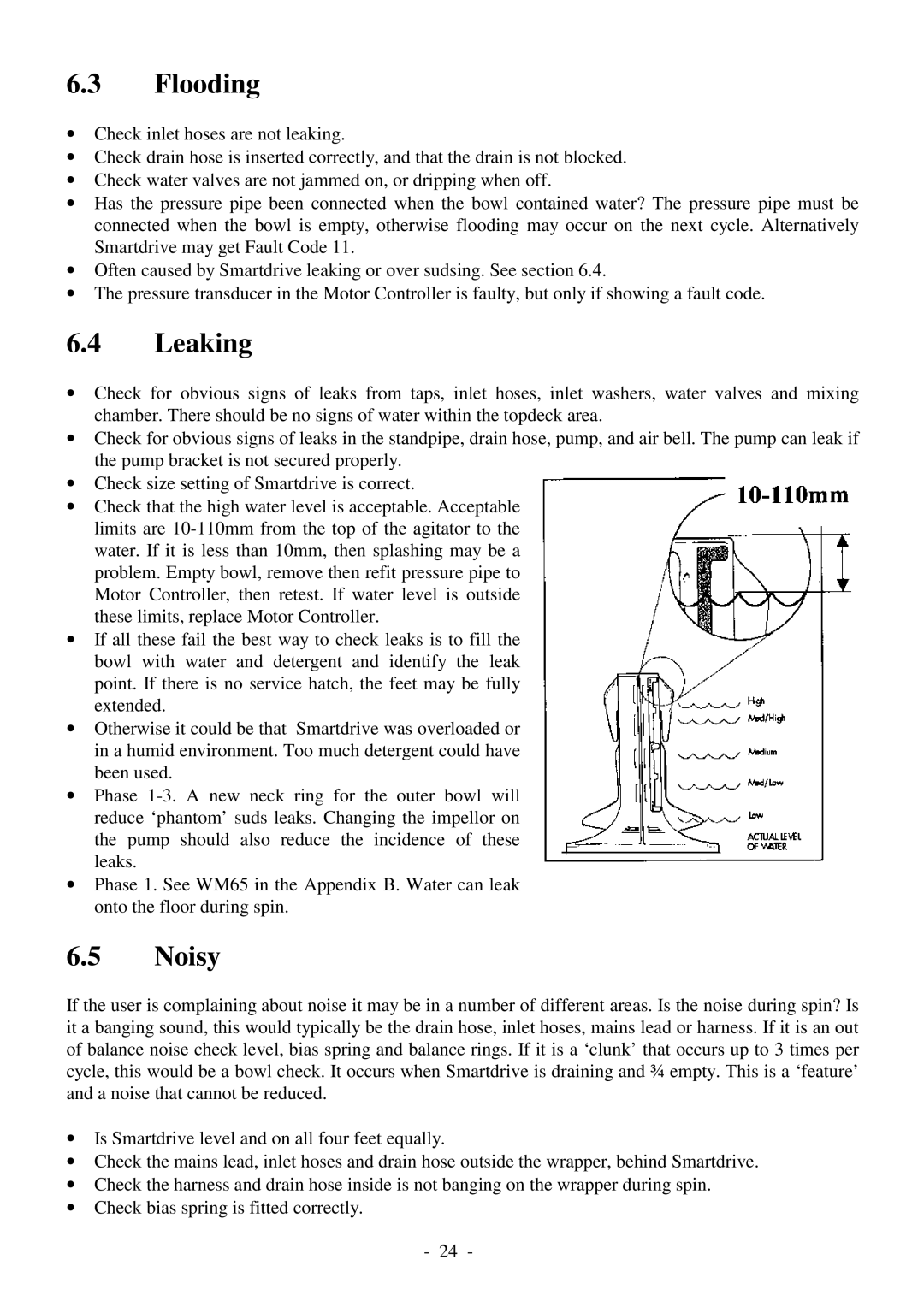 Fisher & Paykel 517735 service manual Flooding, Leaking, Noisy 