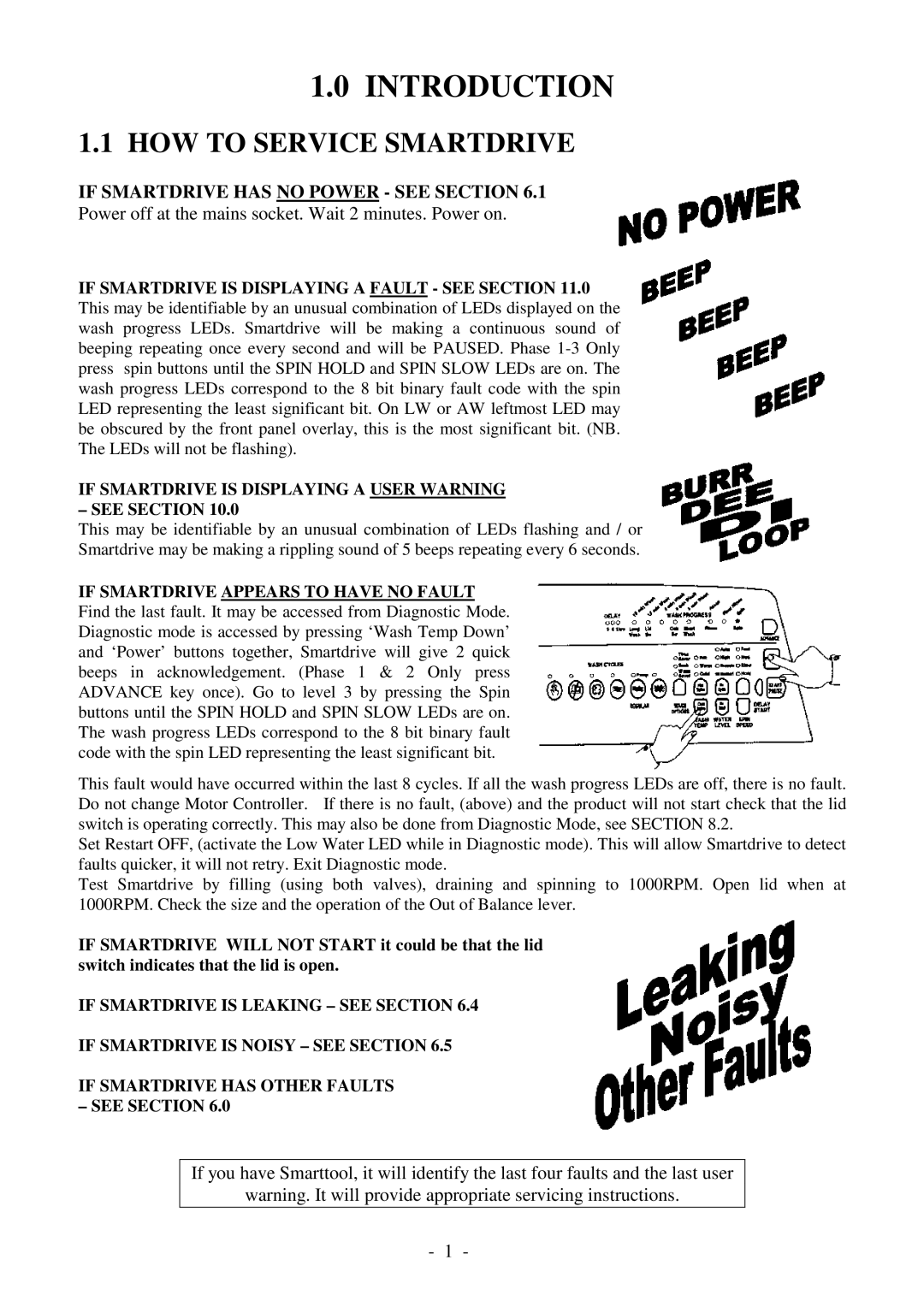 Fisher & Paykel 517735 service manual Introduction, HOW to Service Smartdrive, If Smartdrive has no Power see Section 