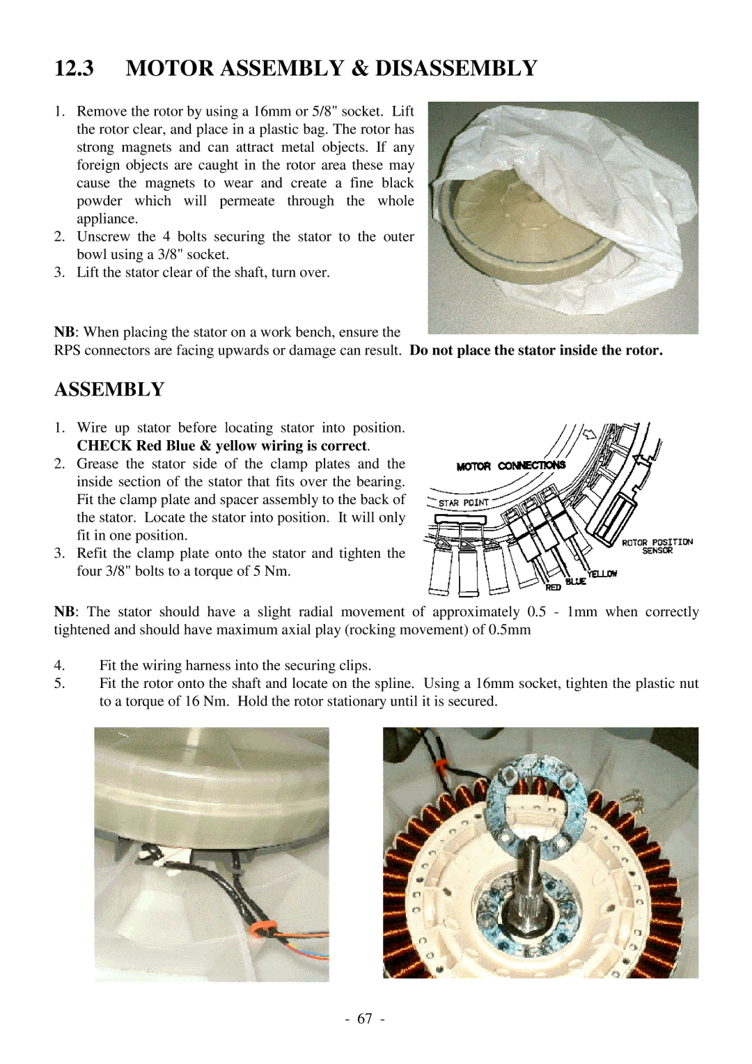 Fisher & Paykel 517735 service manual Motor Assembly & Disassembly 