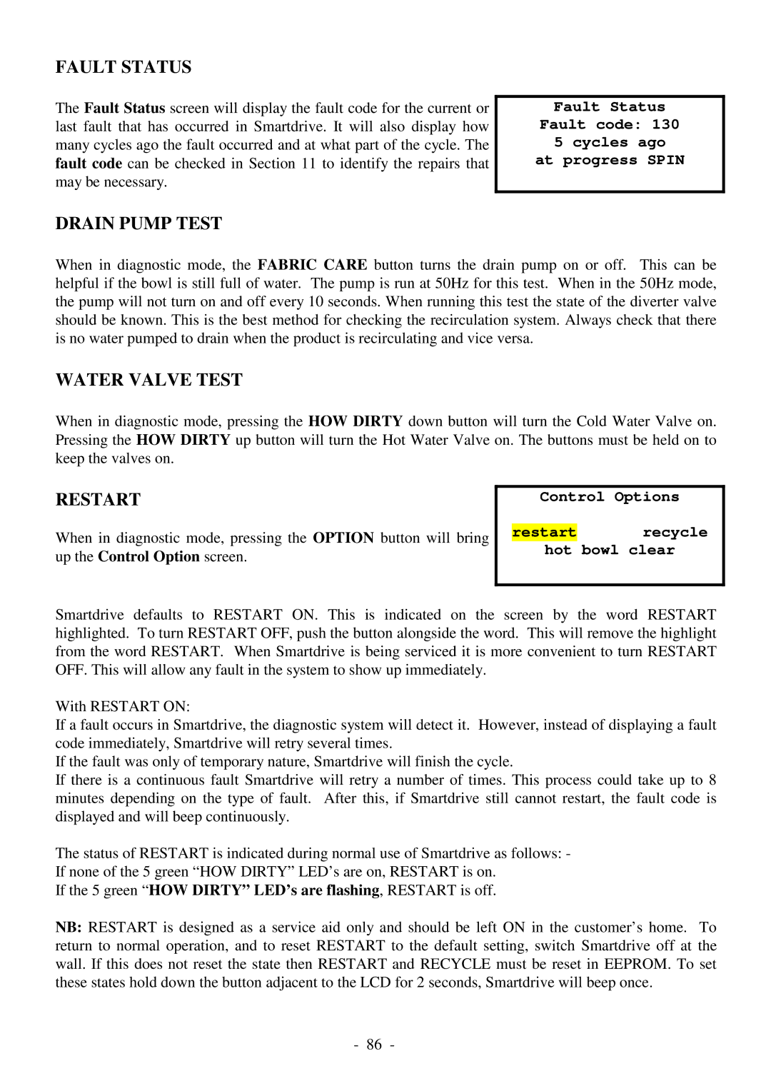 Fisher & Paykel 517735 service manual Fault Status 