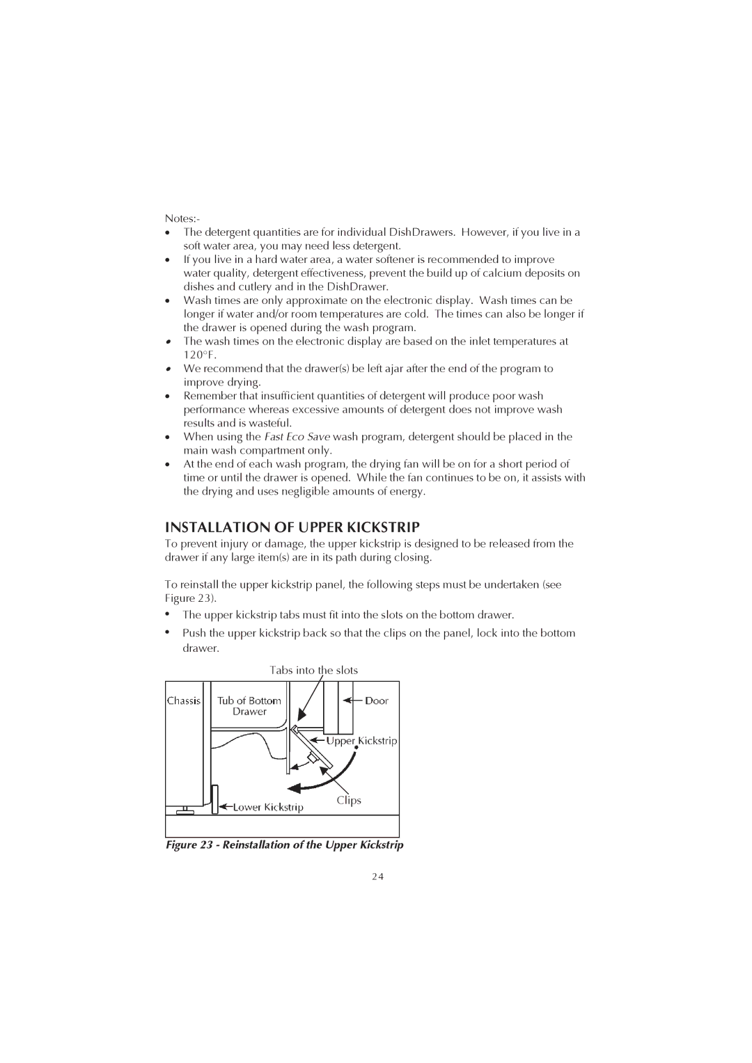 Fisher & Paykel 526984C, 525911L manual Installation of Upper Kickstrip 