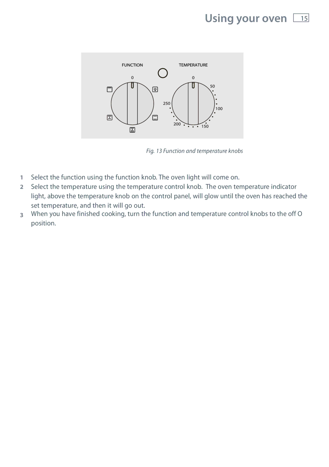 Fisher & Paykel 60 installation instructions Using your oven, Function and temperature knobs 