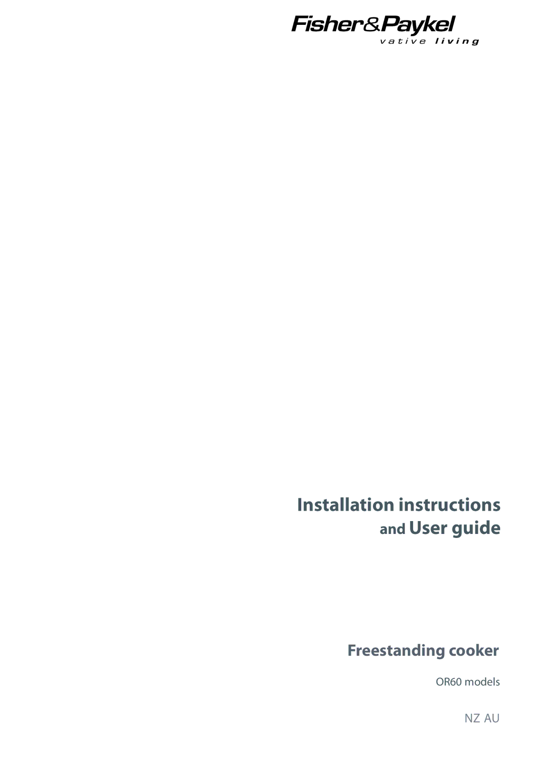 Fisher & Paykel 60 installation instructions 