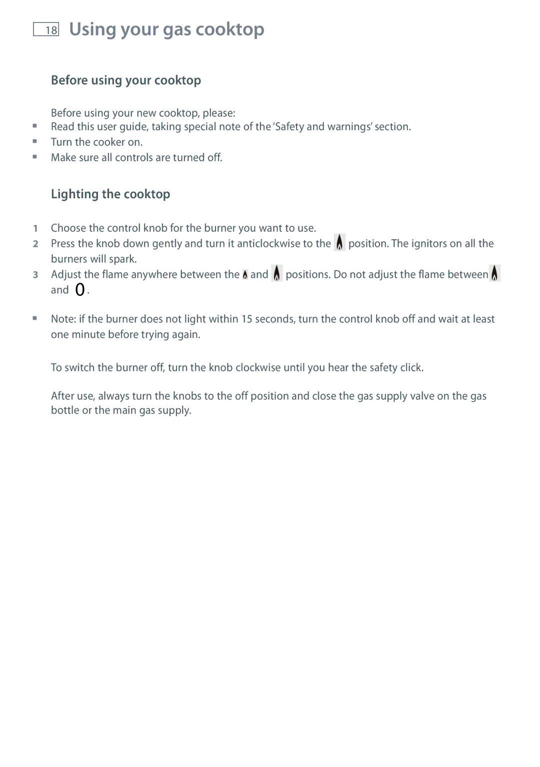 Fisher & Paykel 60 installation instructions Before using your cooktop, Lighting the cooktop 