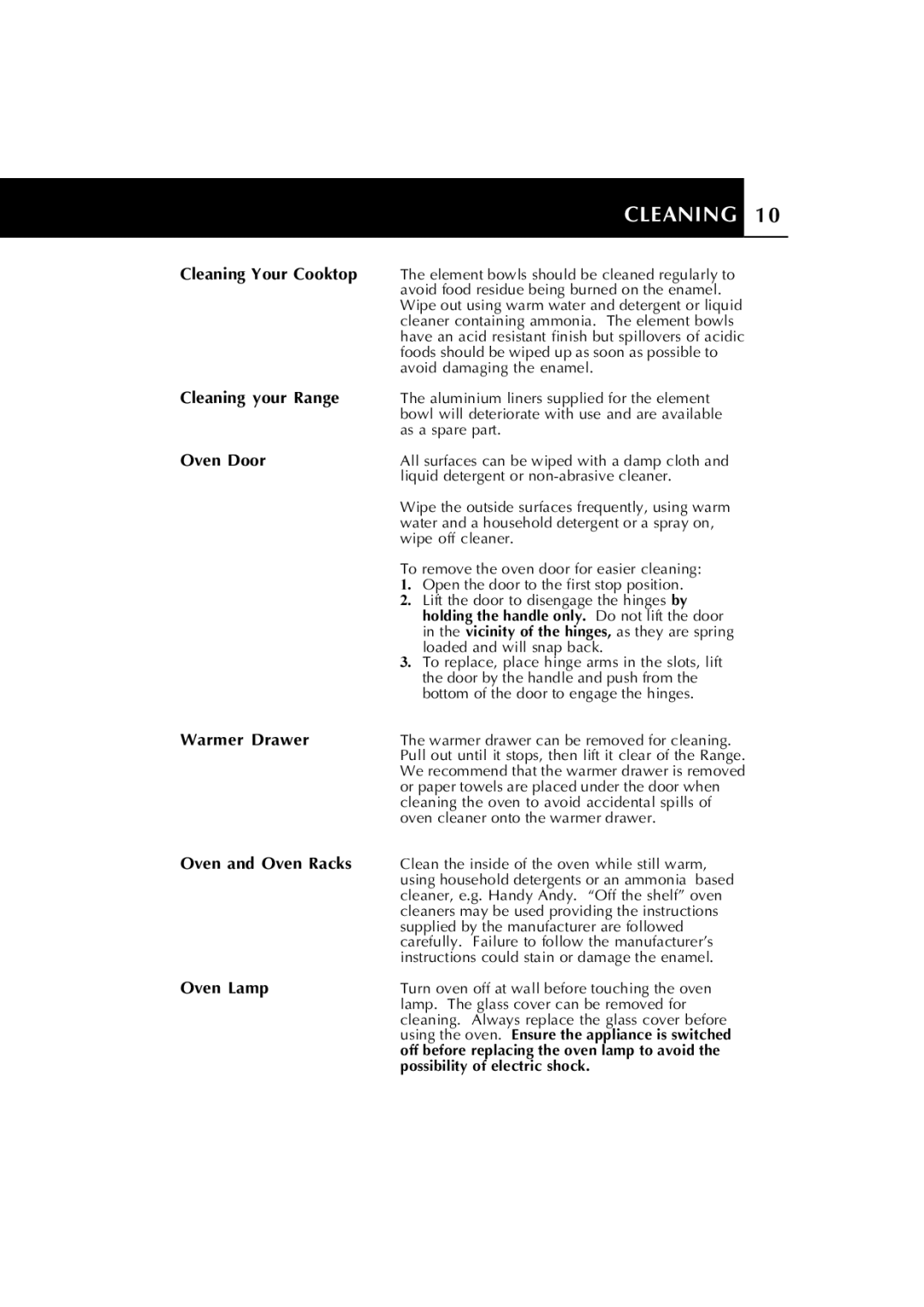 Fisher & Paykel 6102 Series manual Cleaning 