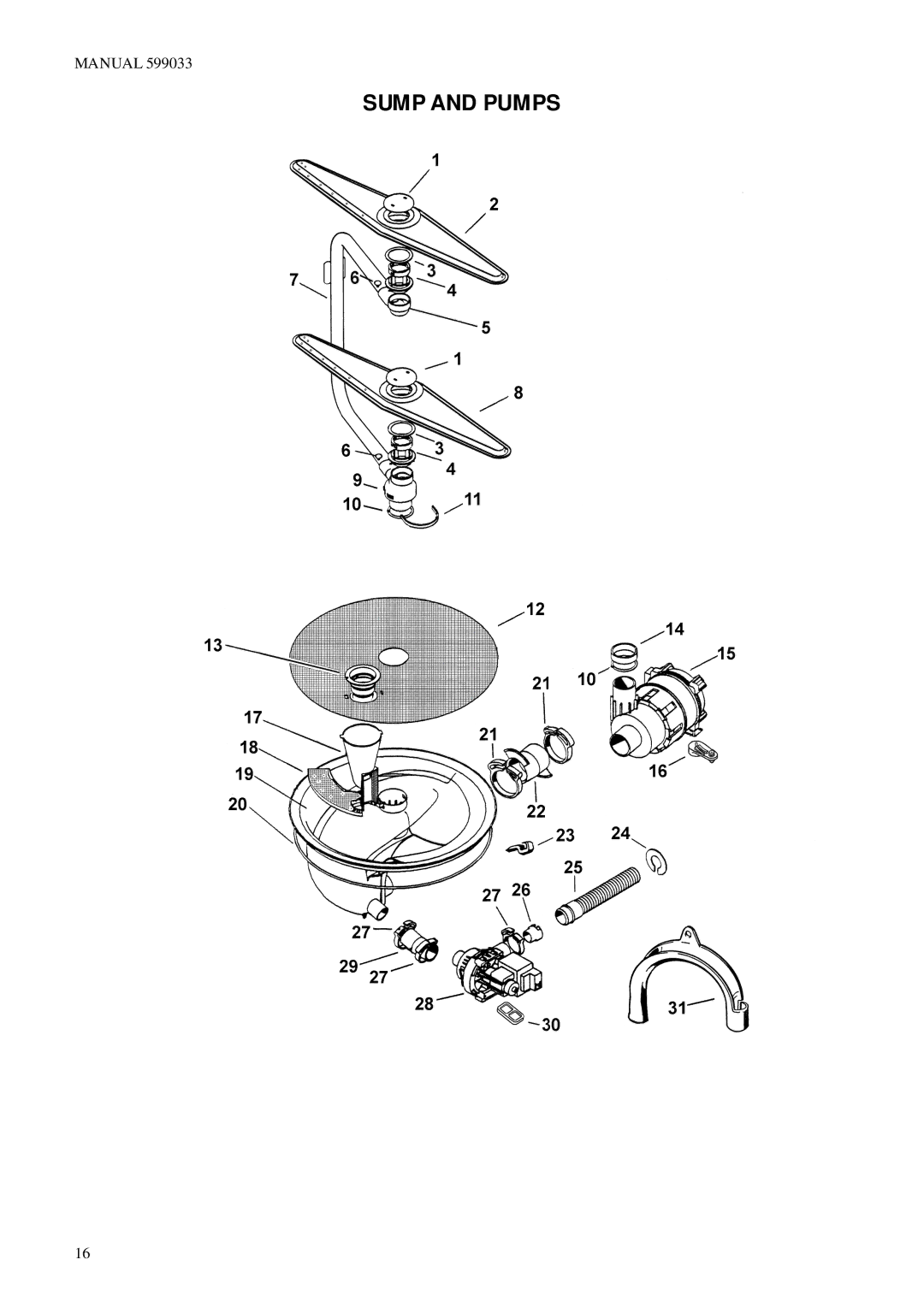 Fisher & Paykel 918TD, 818S manual Sump and Pumps 