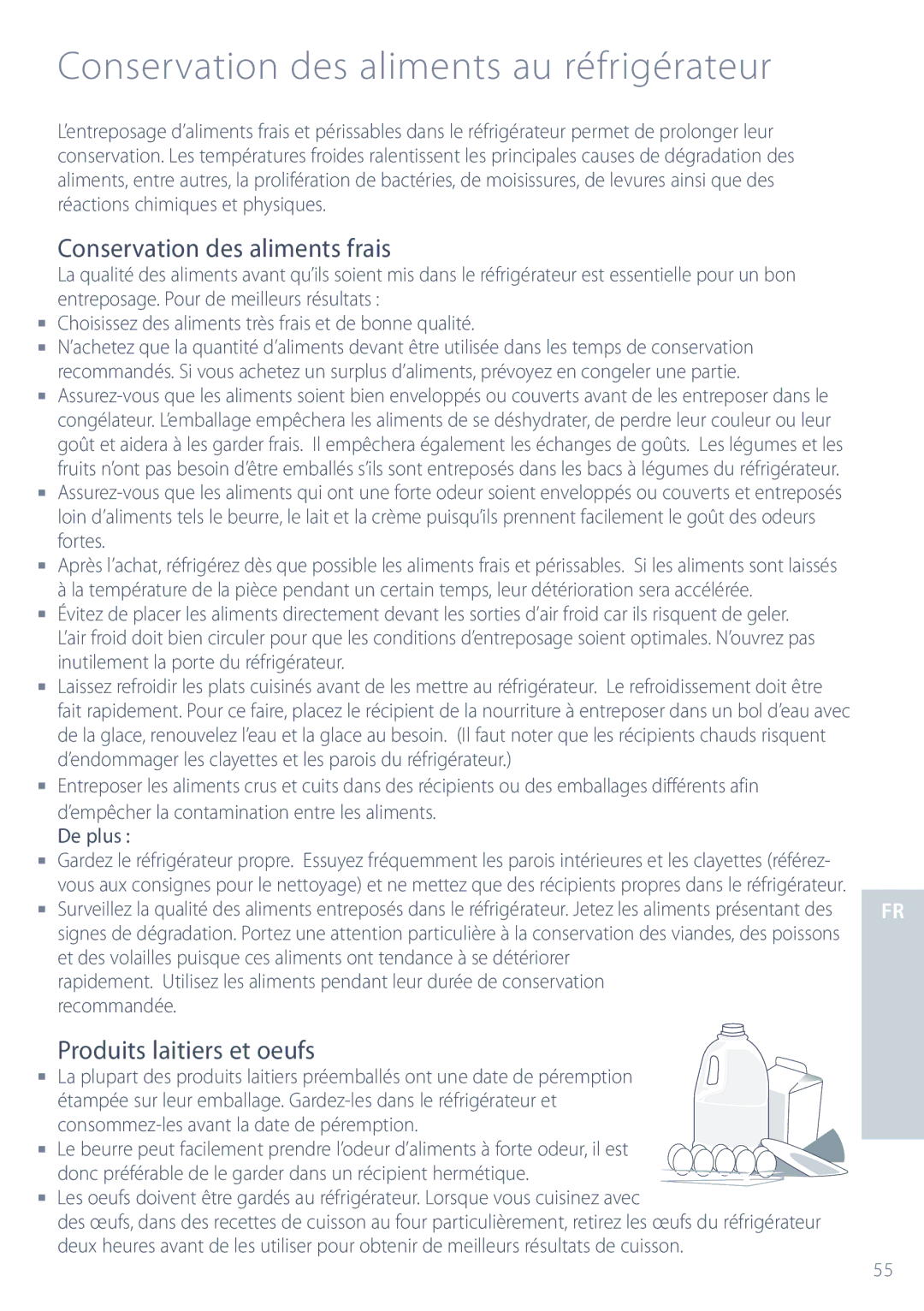 Fisher & Paykel ActiveSmart manual Conservation des aliments au réfrigérateur, Conservation des aliments frais 