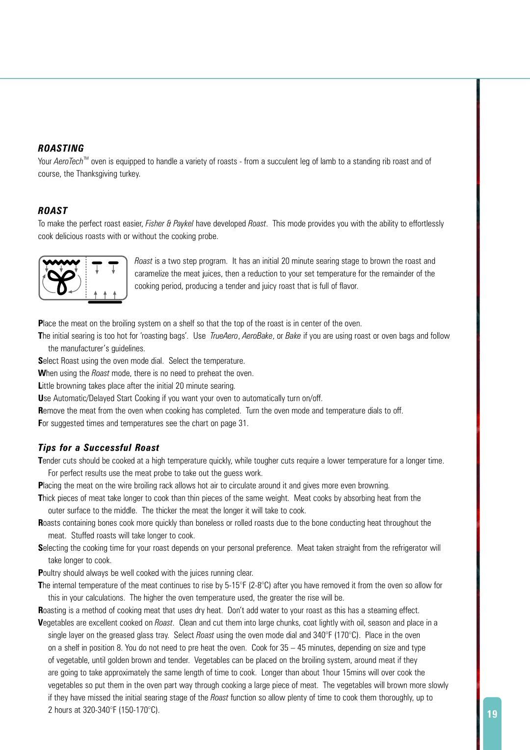 Fisher & Paykel AeroTech manual Roasting, Tips for a Successful Roast 