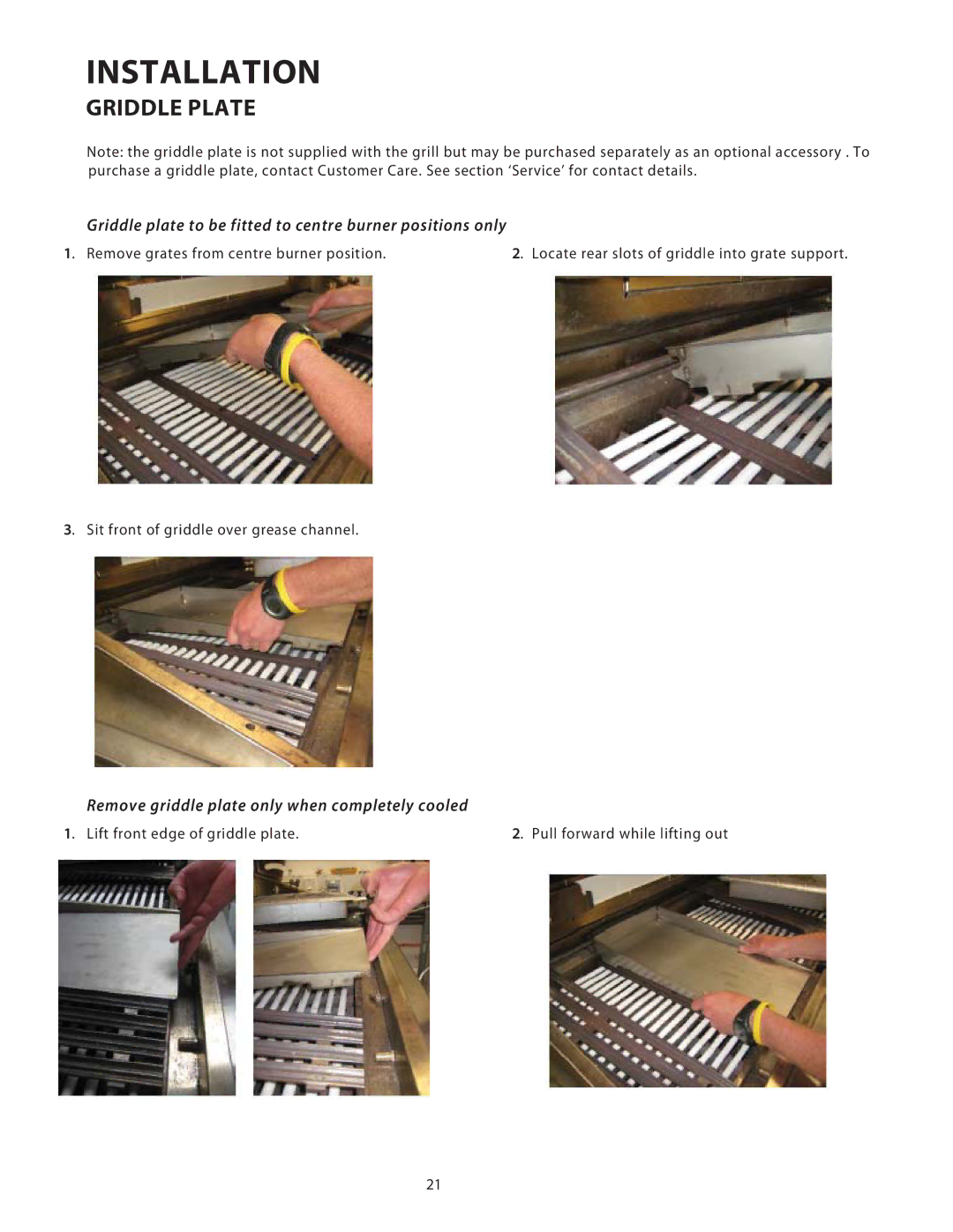 Fisher & Paykel BGB48, BGB36 Griddle Plate, Griddle plate to be fitted to centre burner positions only 