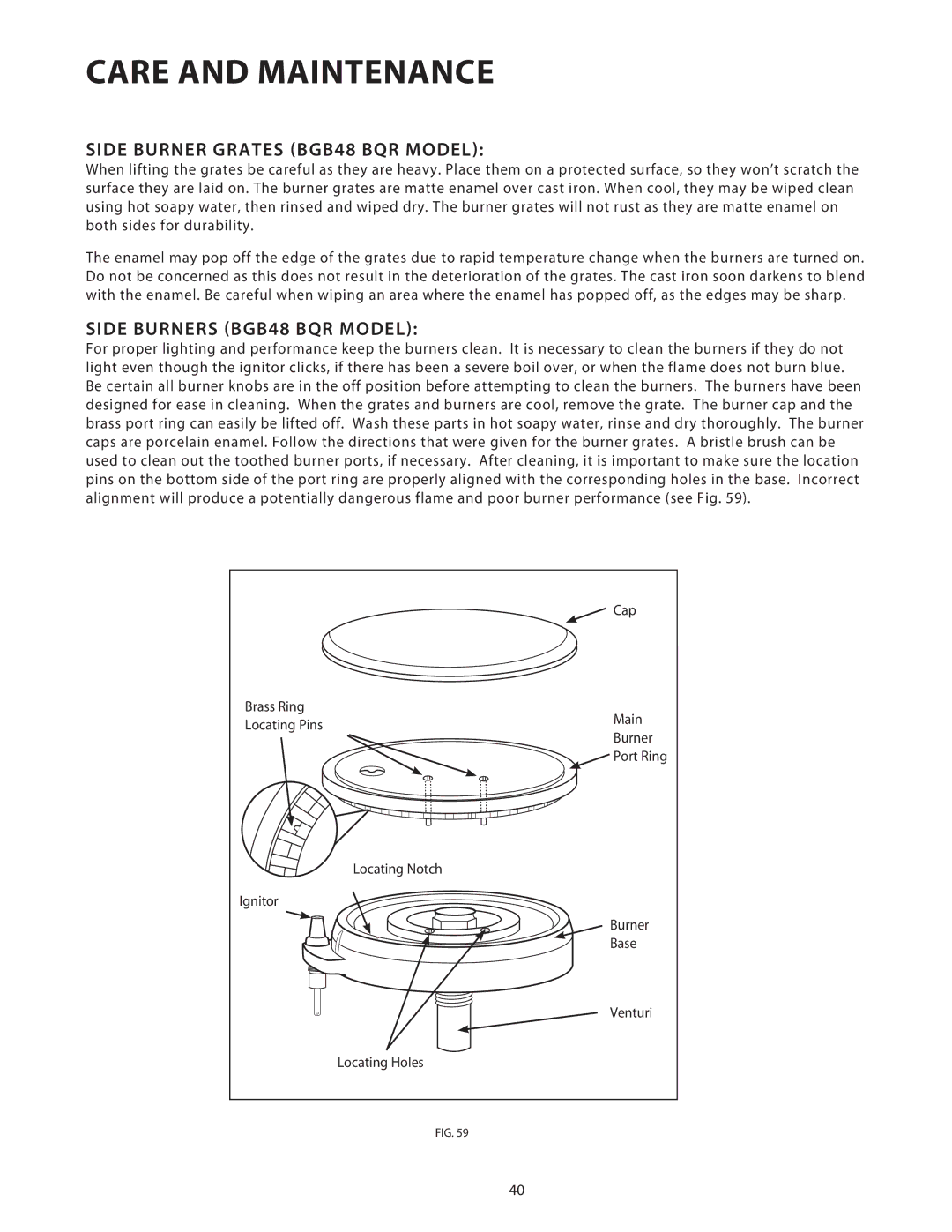 Fisher & Paykel BGB36 installation instructions Side Burner Grates BGB48 BQR Model, Side Burners BGB48 BQR Model 