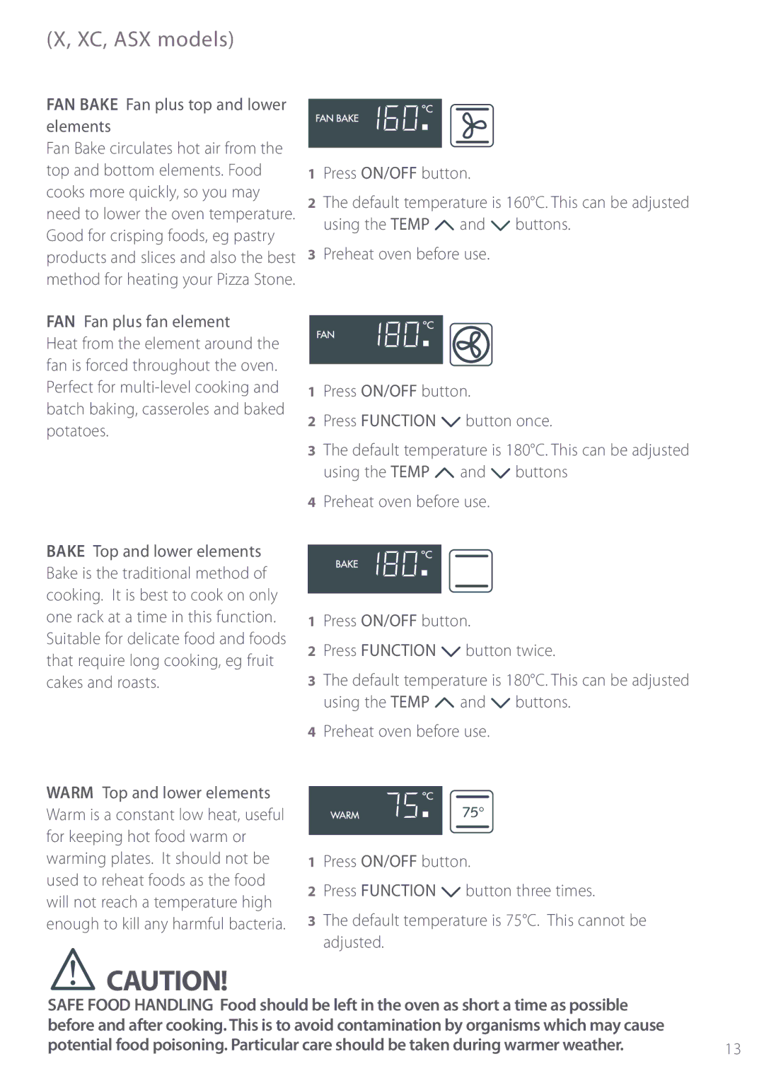 Fisher & Paykel BI452 manual XC, ASX models 