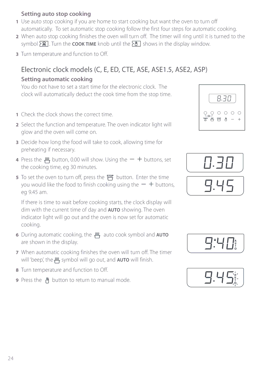 Fisher & Paykel BI452 manual Setting auto stop cooking 