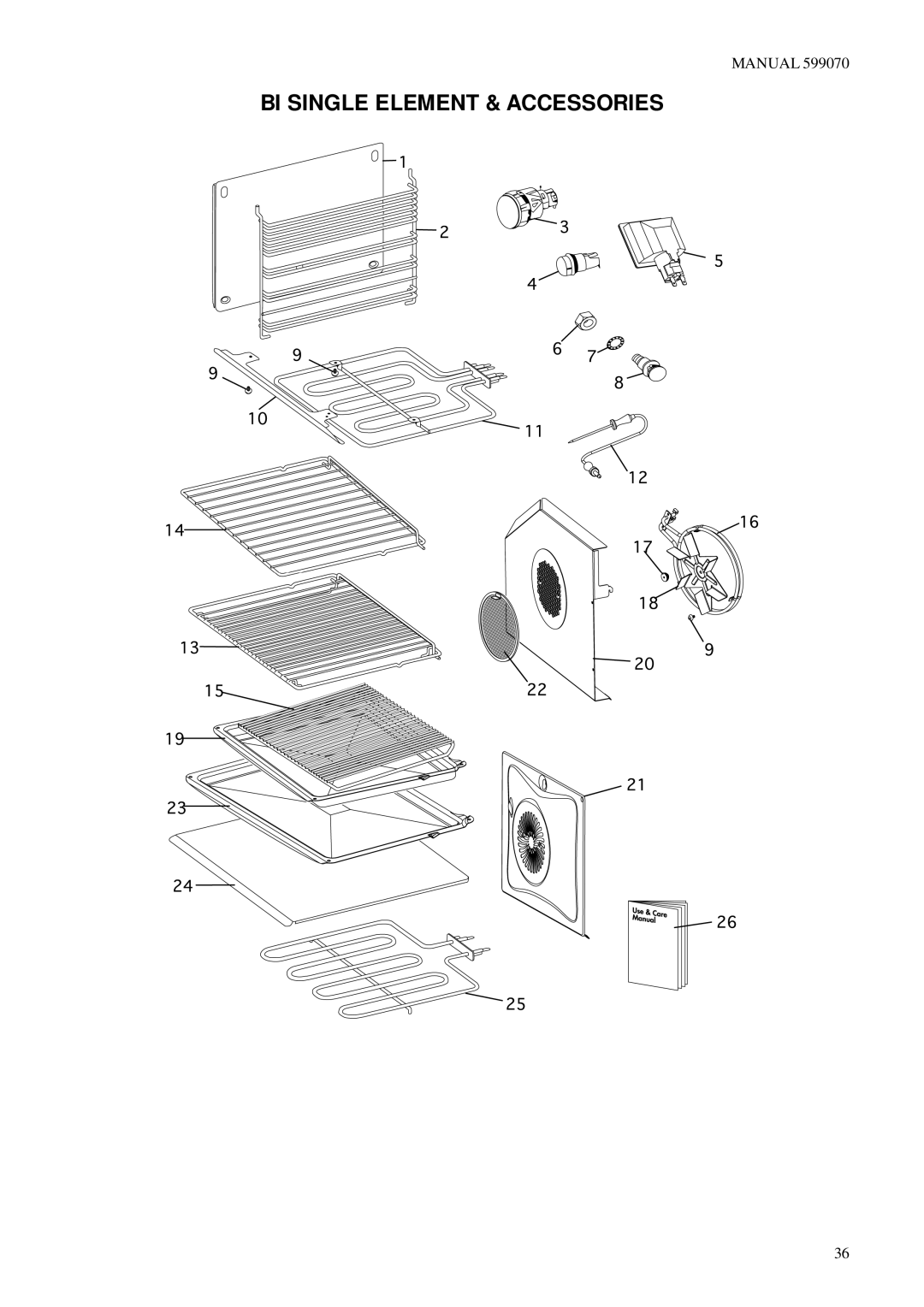 Fisher & Paykel BI600A, BI600QIO BI600QWD, BI600S, BI600GR BI600QAA, BI600CR BI600E manual BI Single Element & Accessories 