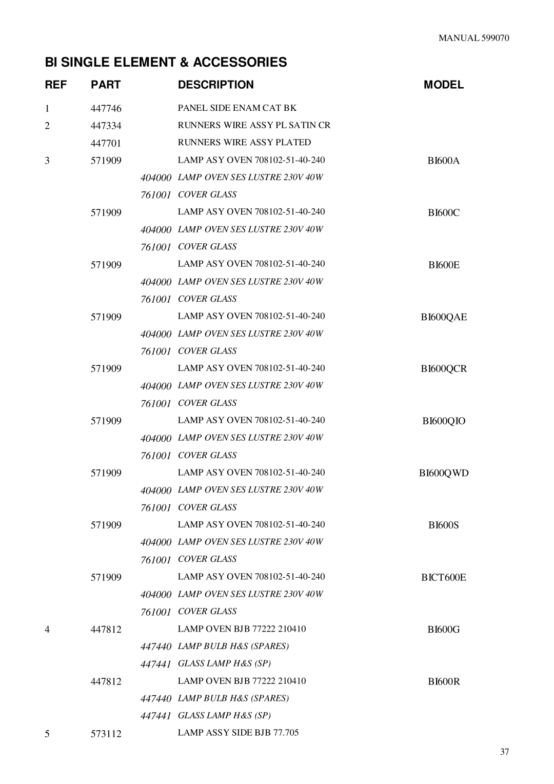 Fisher & Paykel BI600CR BI600E, BI600QIO BI600QWD, BI600S, BI600GR BI600QAA, BI600A, BI600X BICT600E, BI600QAE BI600QASE 404000 