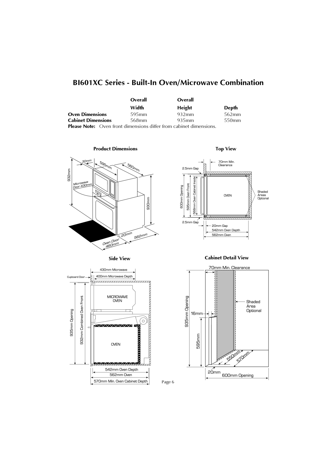 Fisher & Paykel installation instructions BI601XC Series Built-In Oven/Microwave Combination 