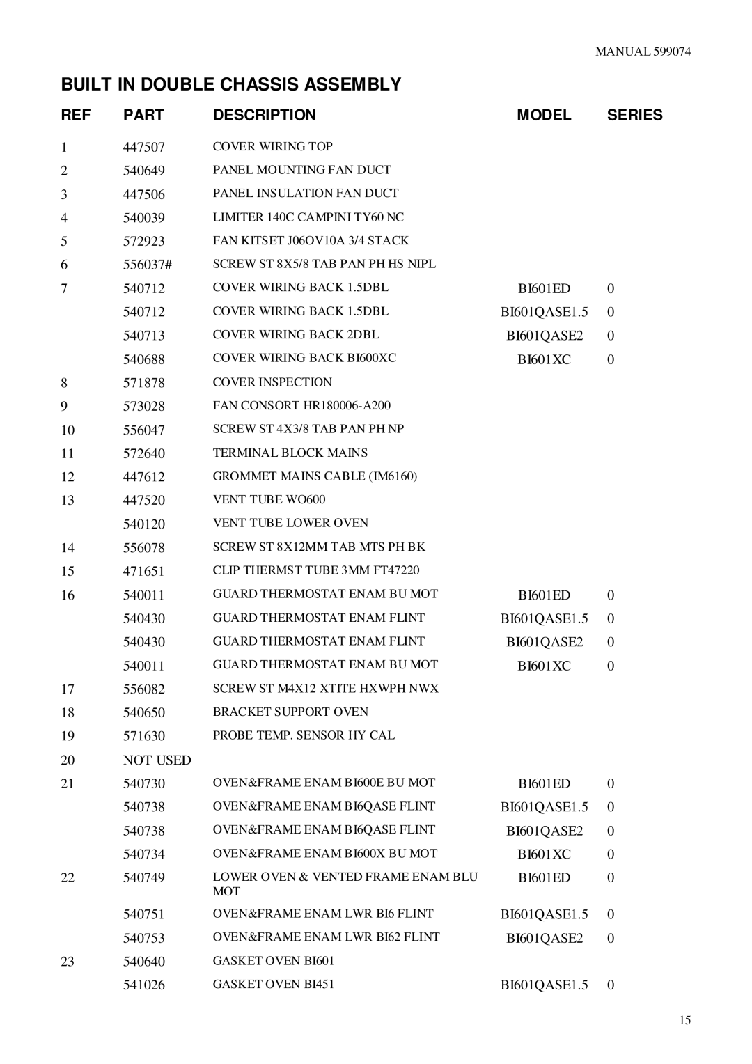 Fisher & Paykel BI601ED, BI601XC2, BI601QASE2, BI601QASE1.5, BI601 Series manual 447507 