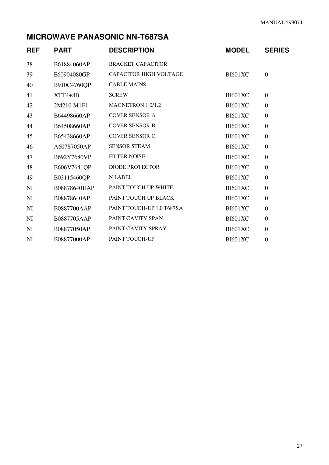 Fisher & Paykel BI601ED, BI601XC2, BI601QASE2, BI601QASE1.5, BI601 Series manual XTT4+8B 