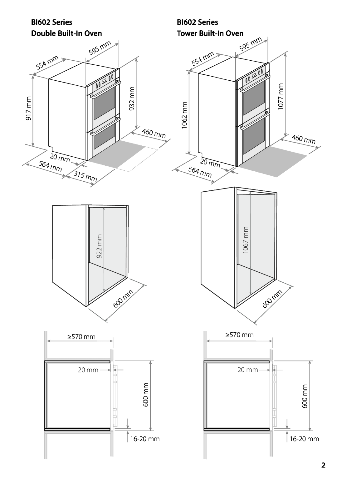 Fisher & Paykel installation instructions BI602 Series Tower Built-InOven, Double Built-InOven 