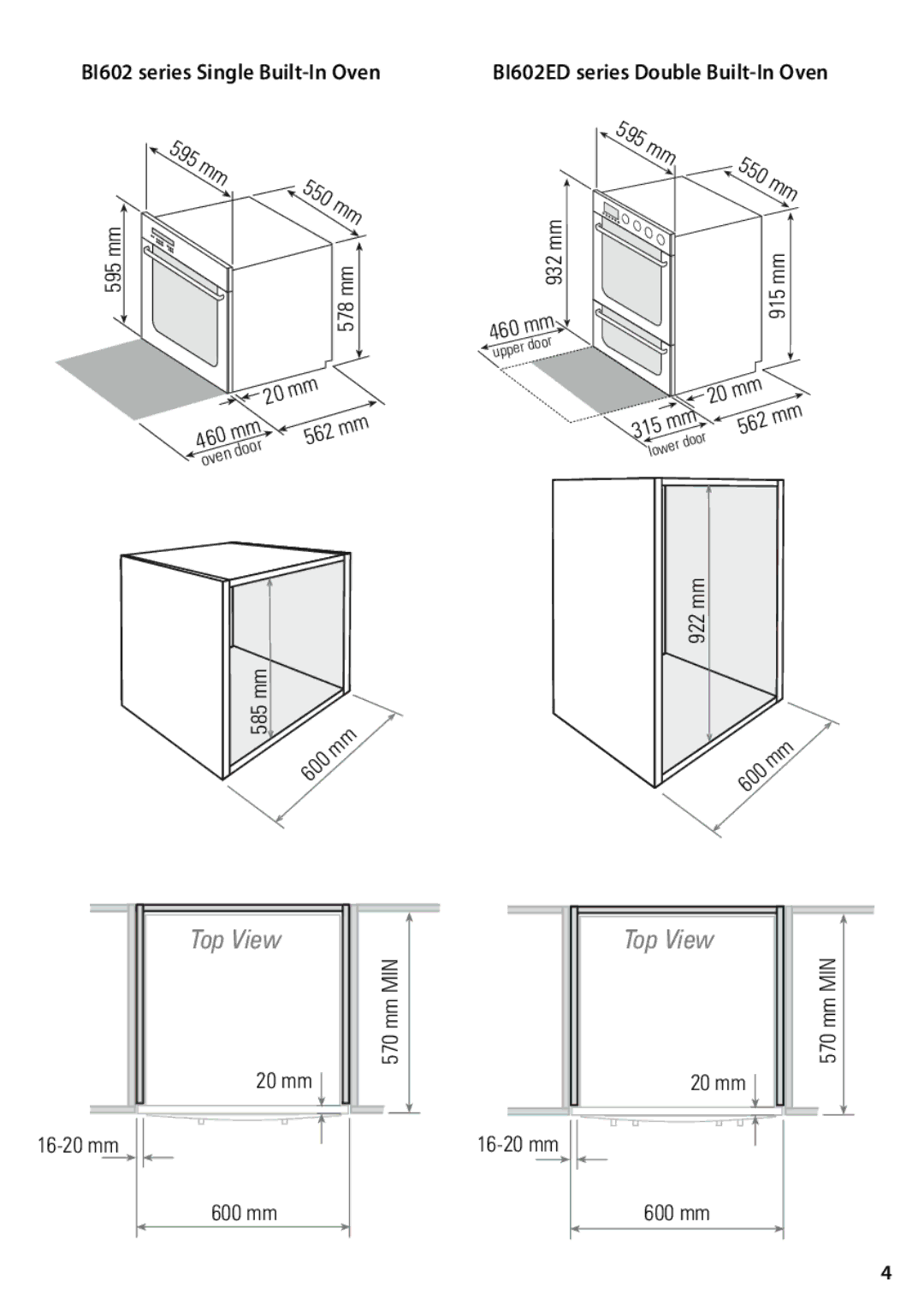 Fisher & Paykel BI602XC, BI602ED, BI602CTE installation instructions 595 