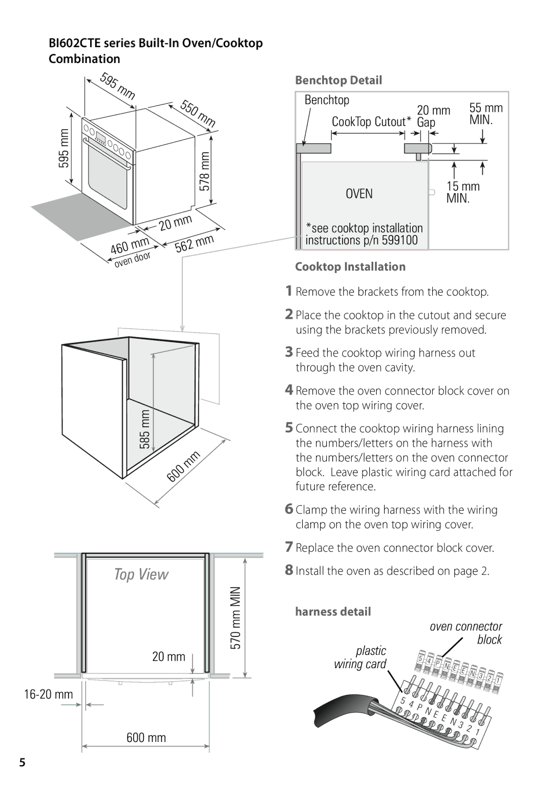 Fisher & Paykel BI602ED, BI602CTE, BI602XC installation instructions Harness detail 