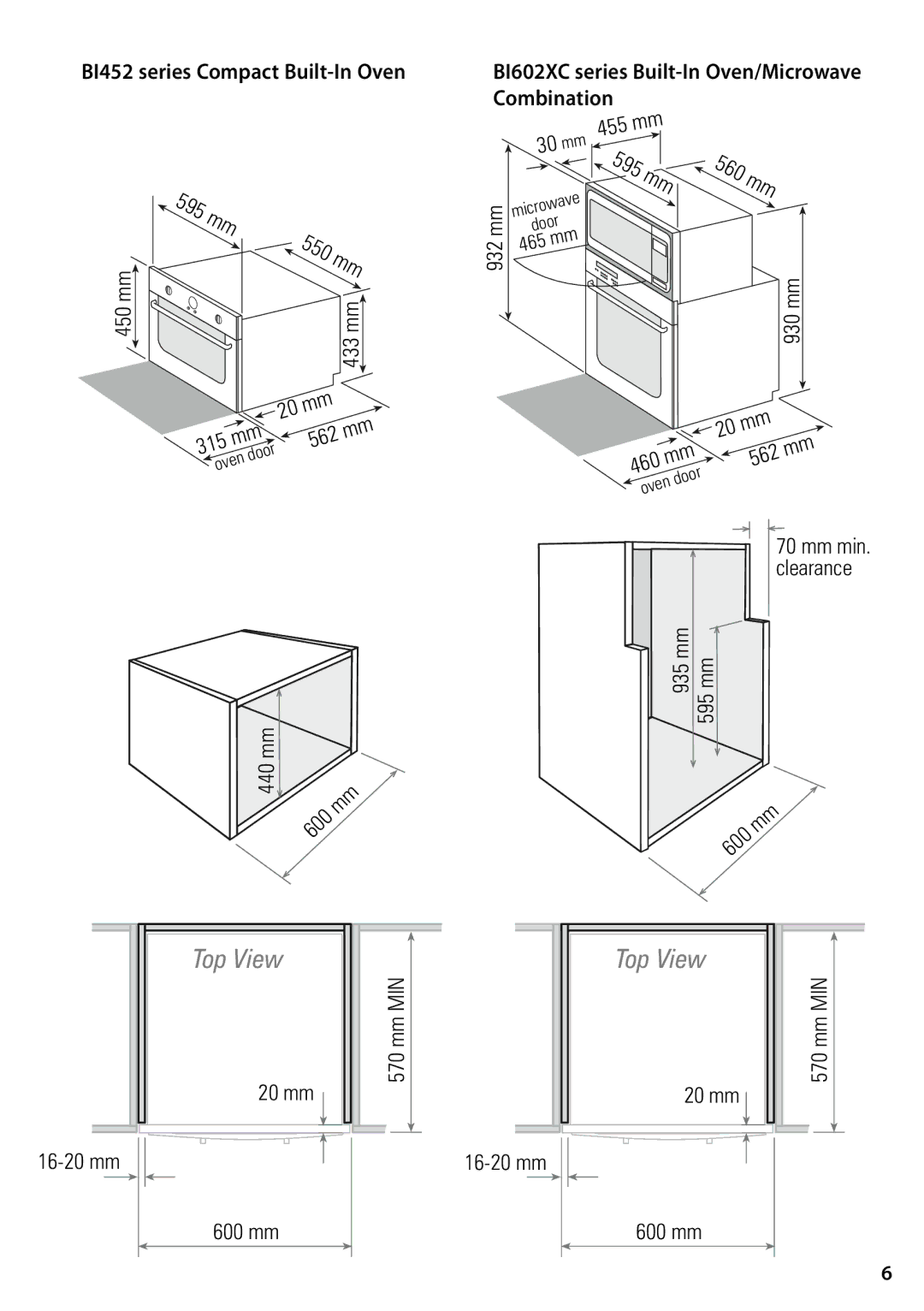 Fisher & Paykel BI602CTE, BI602ED, BI602XC installation instructions BI452 series Compact Built-In Oven 