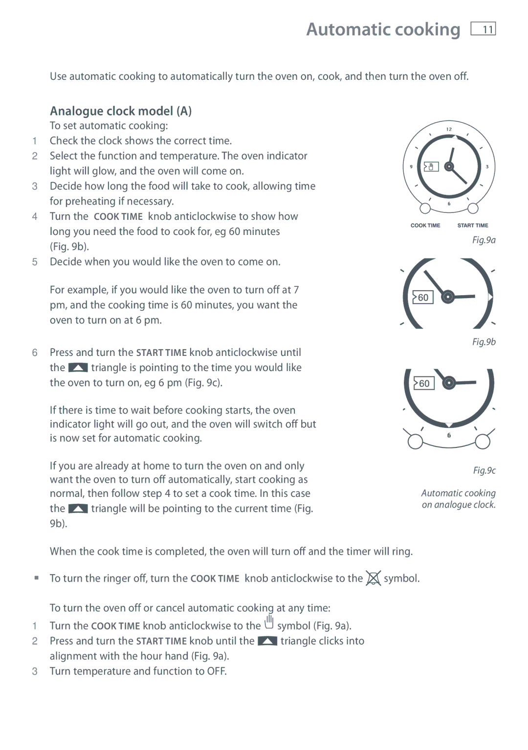 Fisher & Paykel BI453, BI603 manual Automatic cooking, Triangle will be pointing to the current time b 