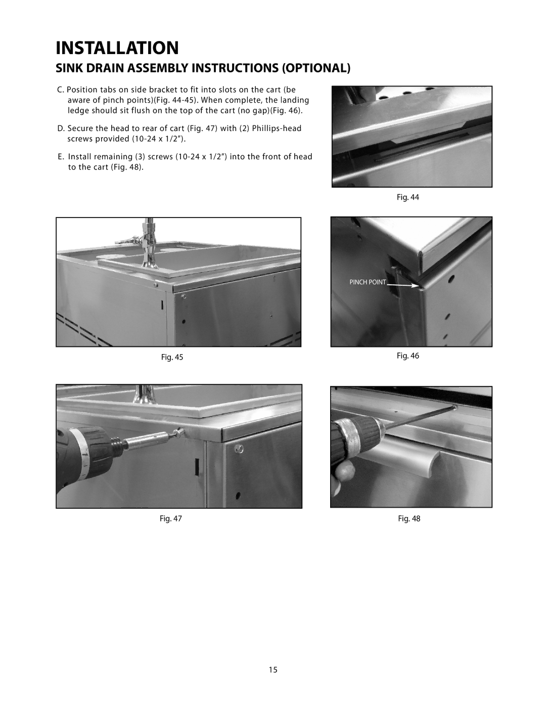 Fisher & Paykel CAD-36, CAD-48, CAD-30 manual Pinch Point 