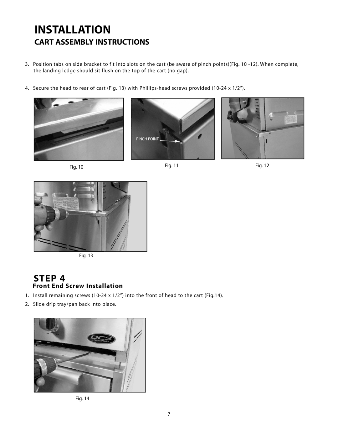 Fisher & Paykel CAD-48, CAD-30, CAD-36 manual Front End Screw Installation 