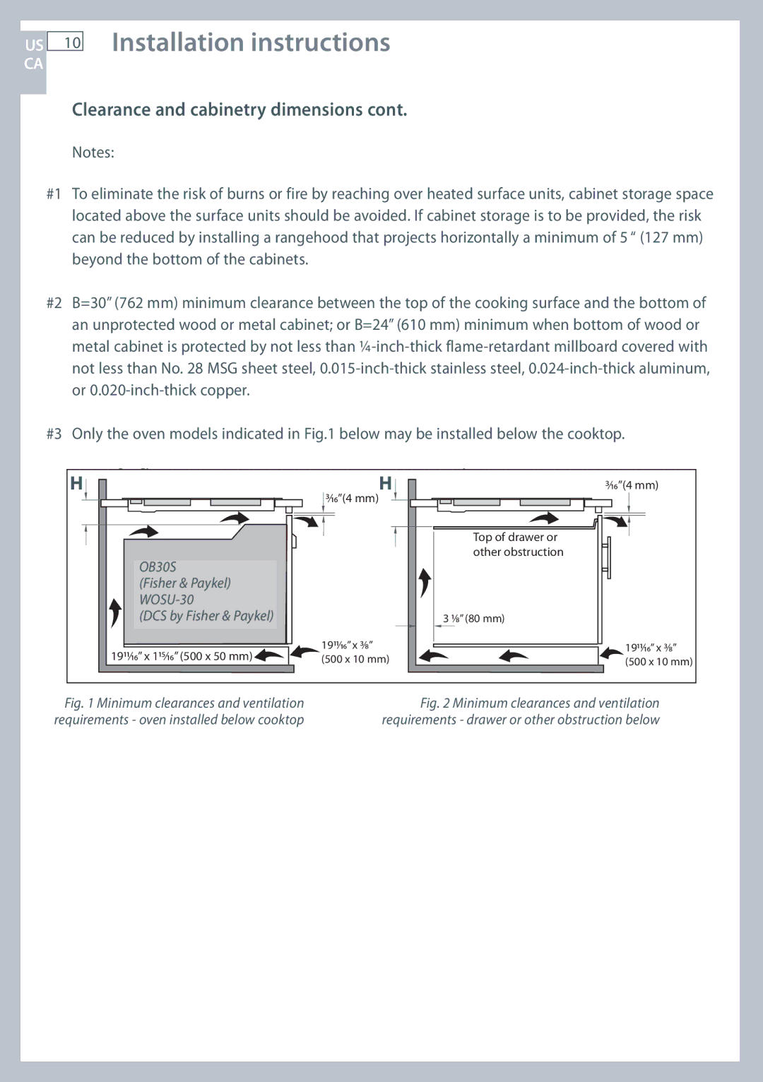 Fisher & Paykel CE244C, CE365D installation instructions OB30S 