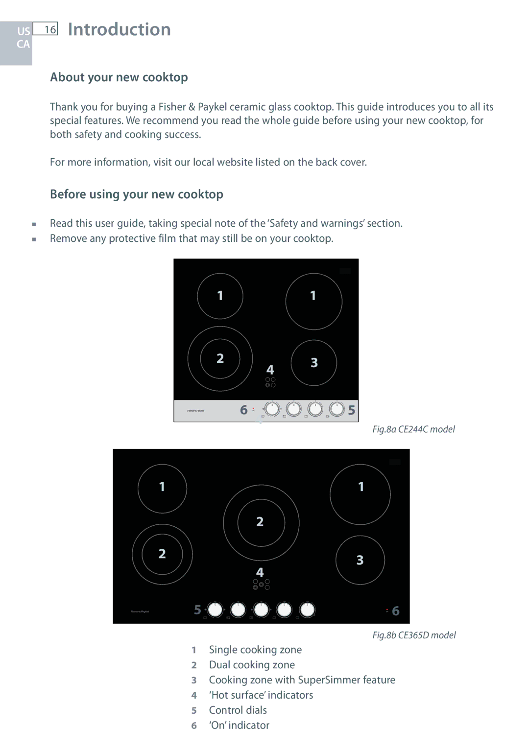 Fisher & Paykel CE244C, CE365D installation instructions Introduction, About your new cooktop, Before using your new cooktop 