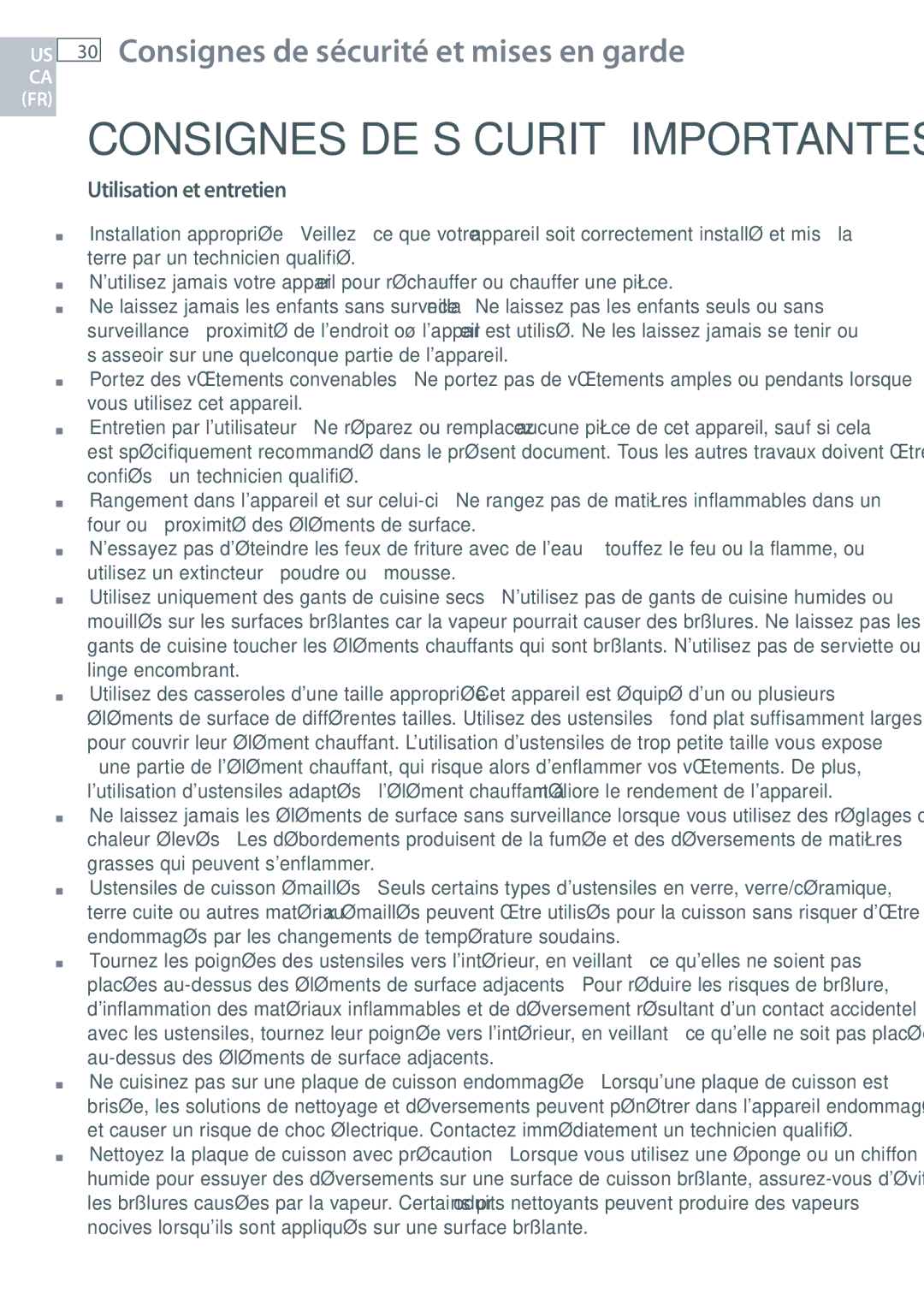 Fisher & Paykel CE244C, CE365D installation instructions Consignes DE Sécurité Importantes 