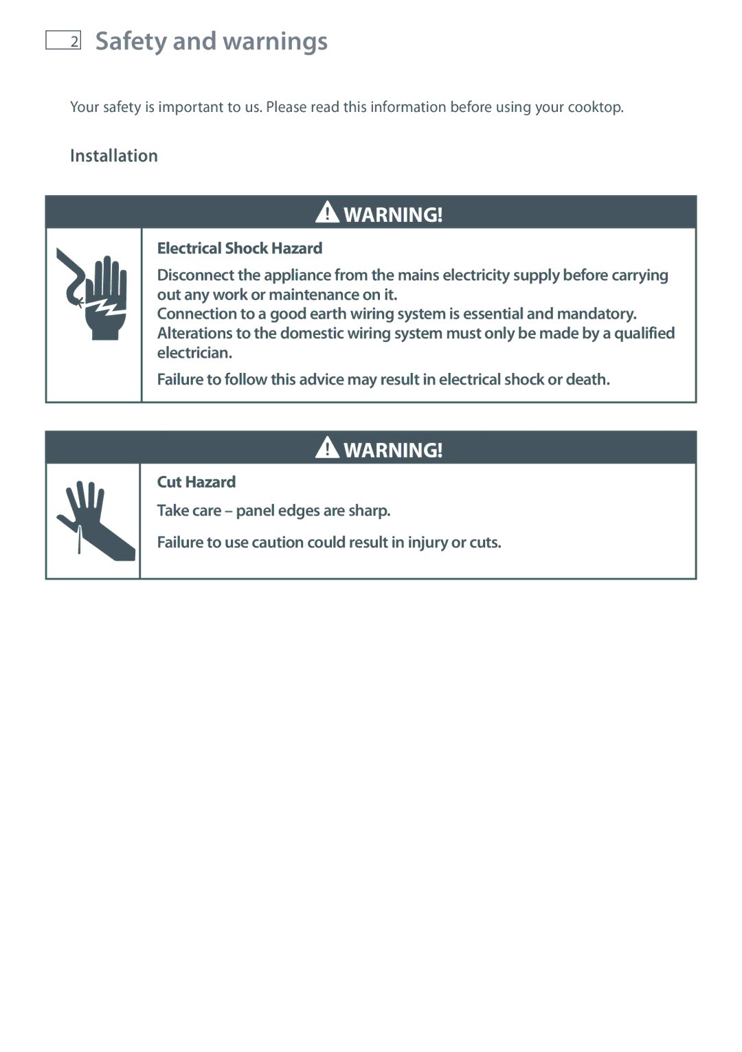 Fisher & Paykel CE302, CE604 installation instructions Safety and warnings, Installation 