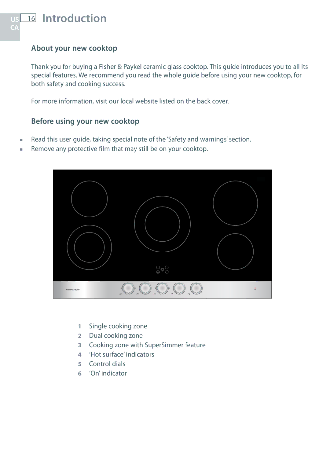 Fisher & Paykel CE365D installation instructions Introduction, About your new cooktop, Before using your new cooktop 