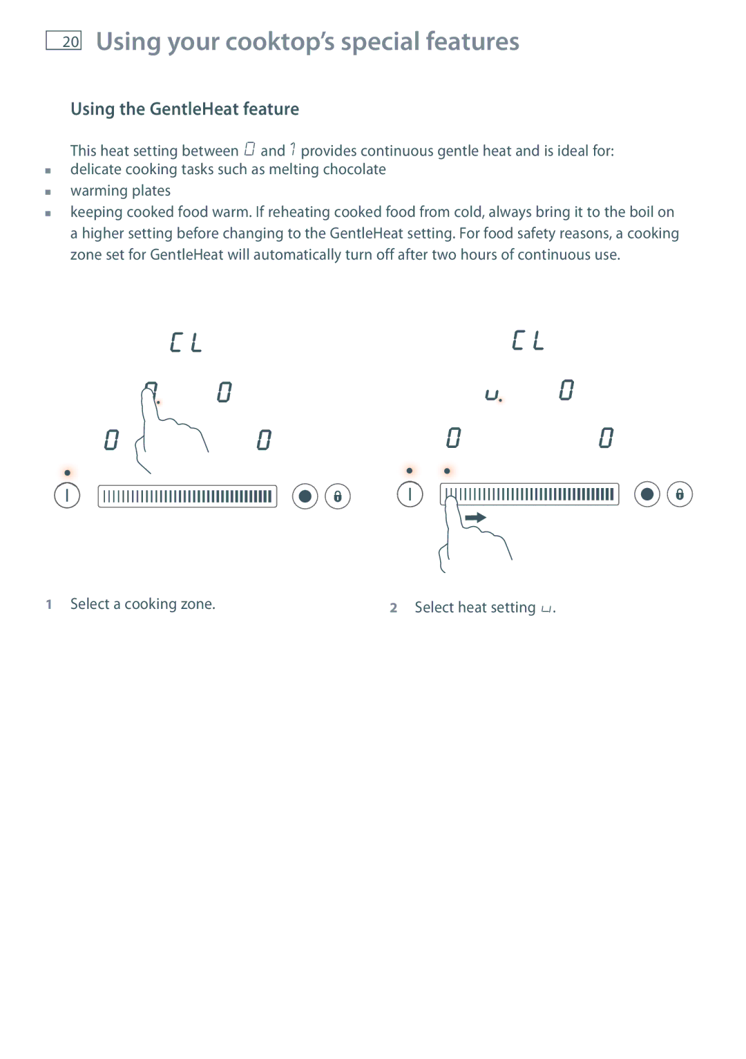 Fisher & Paykel CE704DT, CE604DT, CE754DT installation instructions Using the GentleHeat feature 