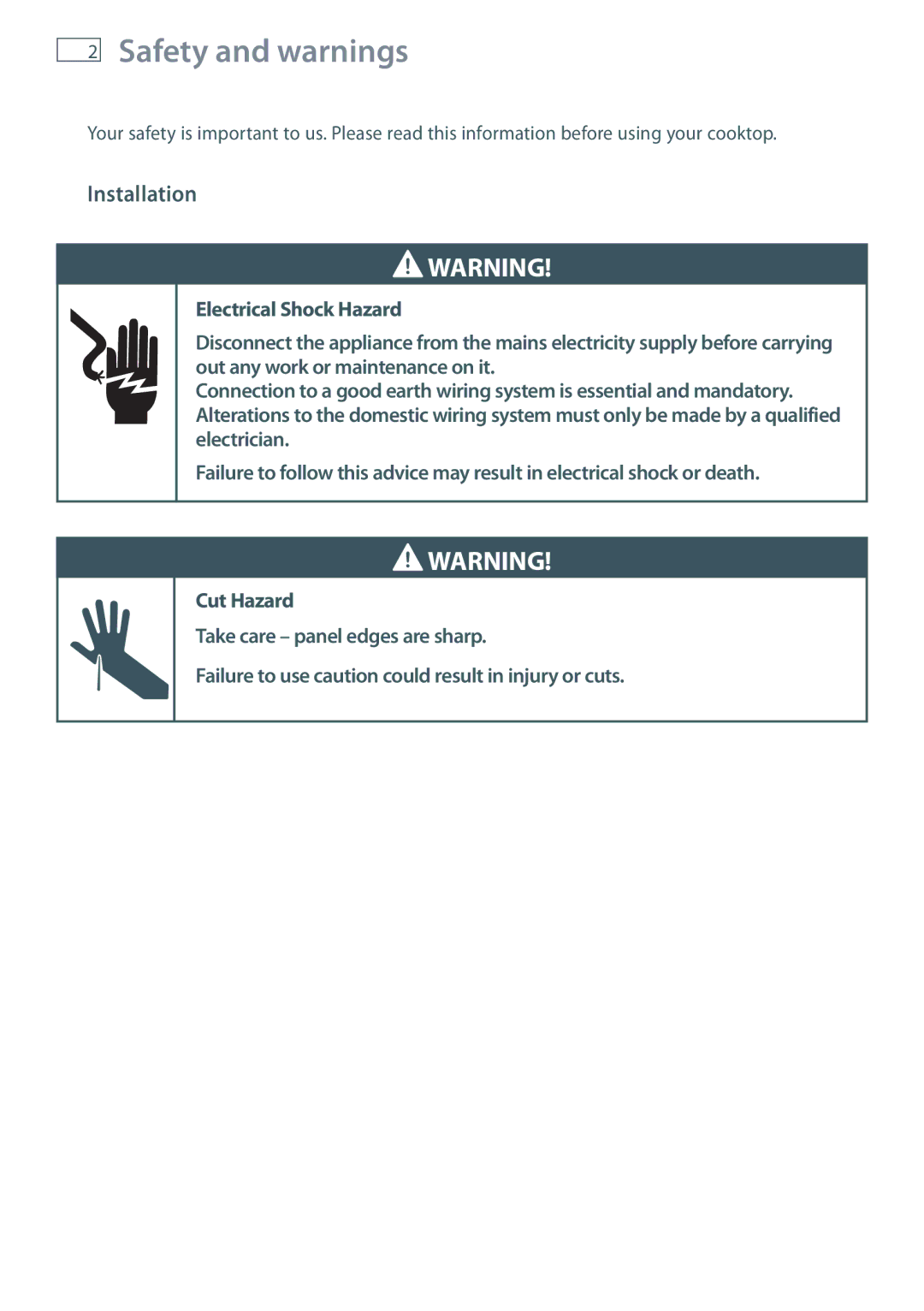 Fisher & Paykel CE704DT, CE604DT, CE754DT installation instructions Safety and warnings, Installation 