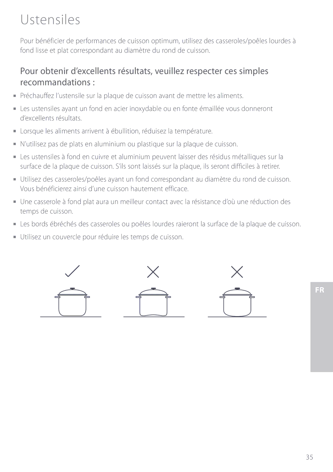 Fisher & Paykel CE901M manuel dutilisation Ustensiles 