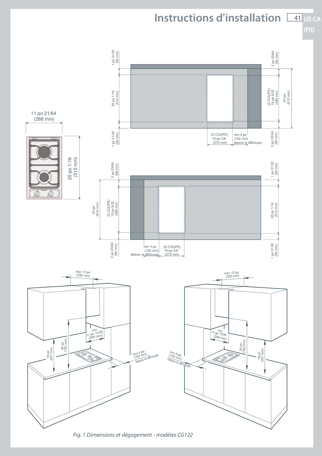 Fisher & Paykel CG122, CG244 installation instructions Instructions dinstallation 