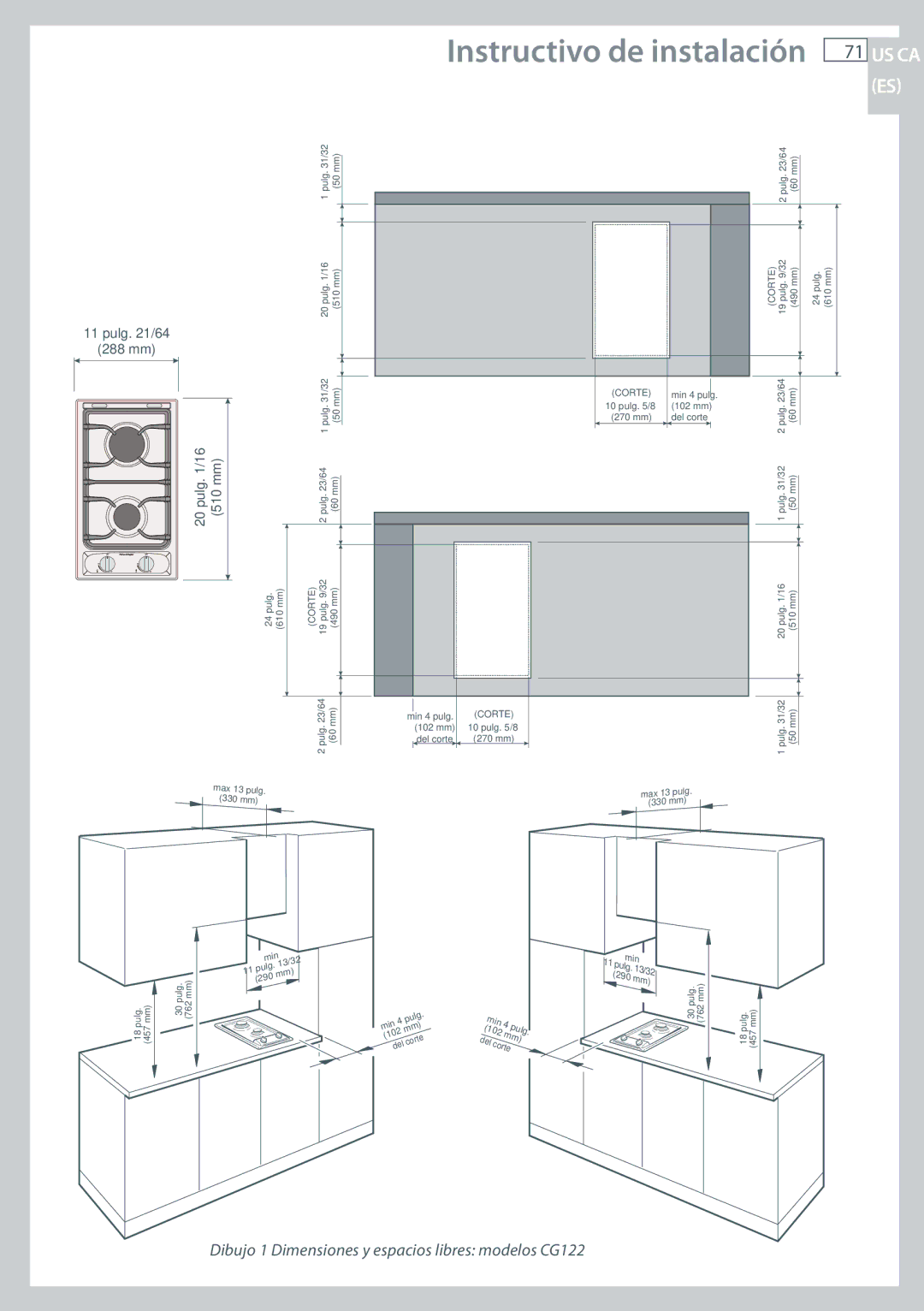 Fisher & Paykel CG122, CG244 installation instructions Instructivo de instalación 