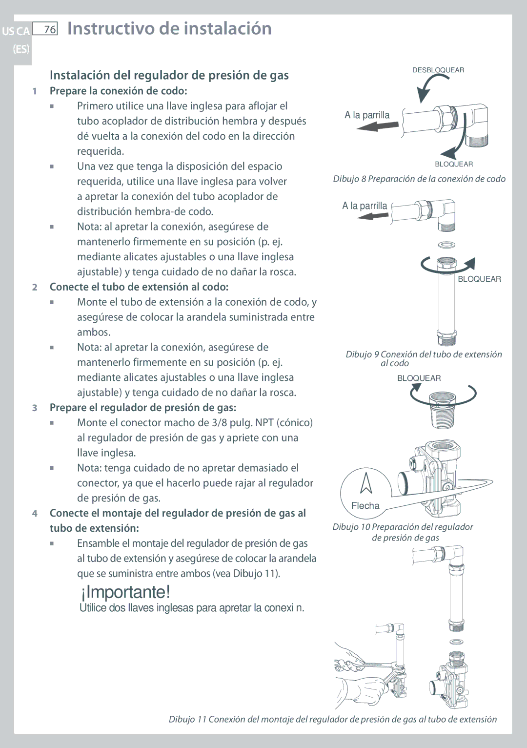 Fisher & Paykel CG244, CG122 Instalación del regulador de presión de gas, Prepare la conexión de codo 