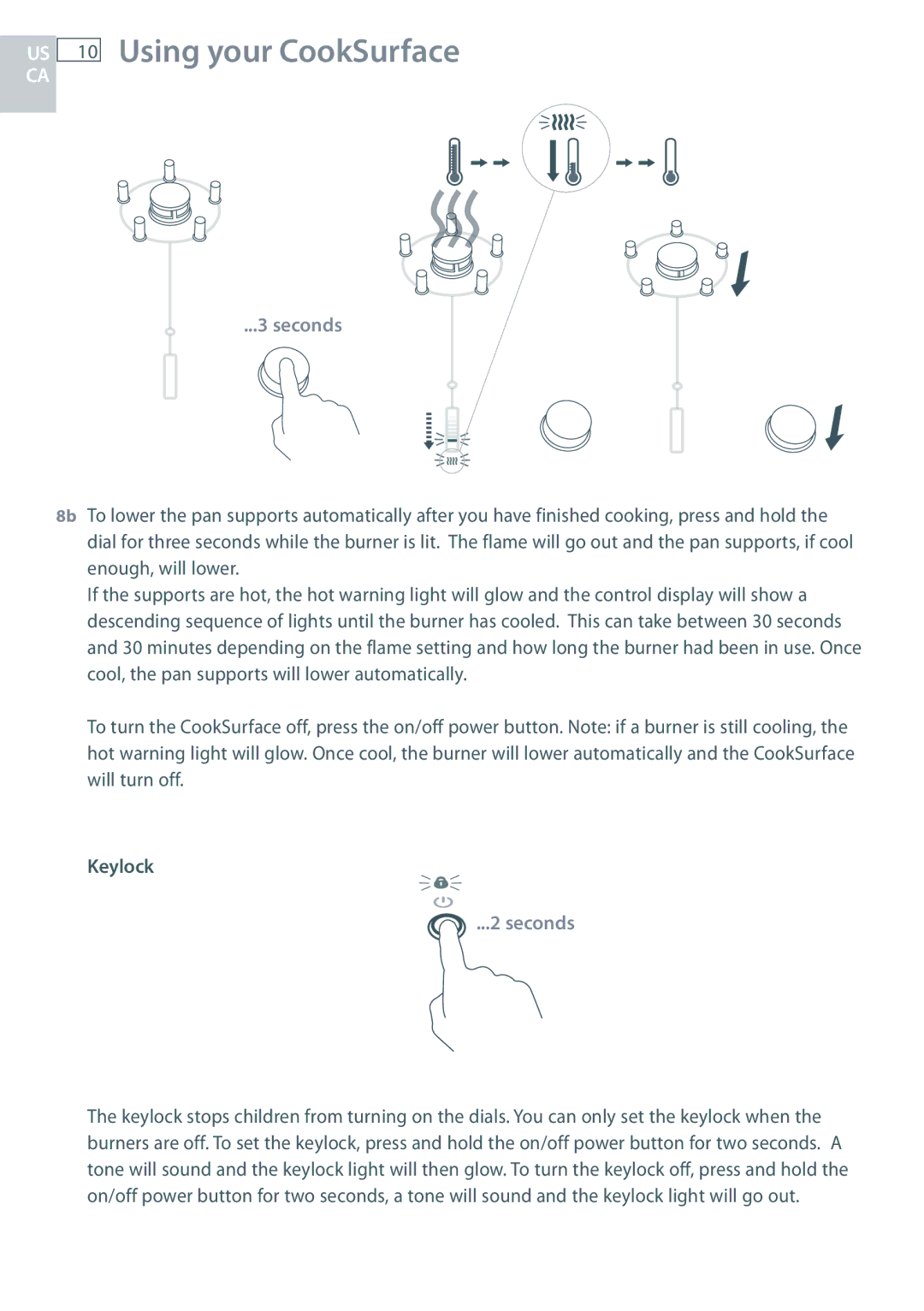 Fisher & Paykel CG363MLD manual Using your CookSurface, Keylock 