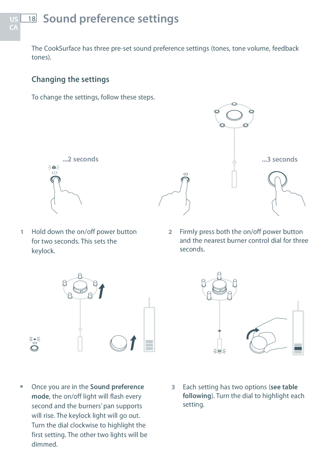 Fisher & Paykel CG363ML US 18 Sound preference settings, Changing the settings, To change the settings, follow these steps 