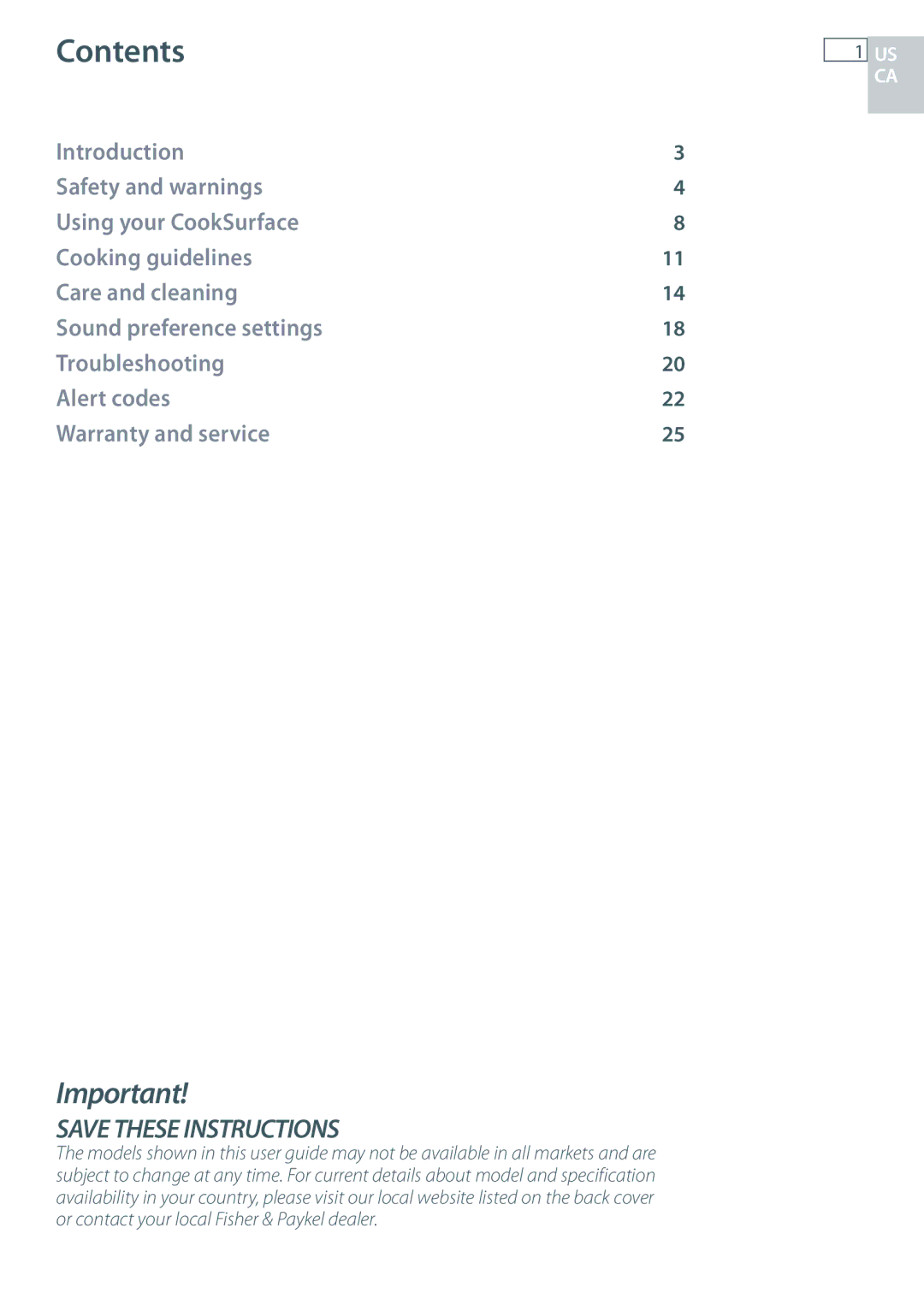 Fisher & Paykel CG363MLD manual Contents 