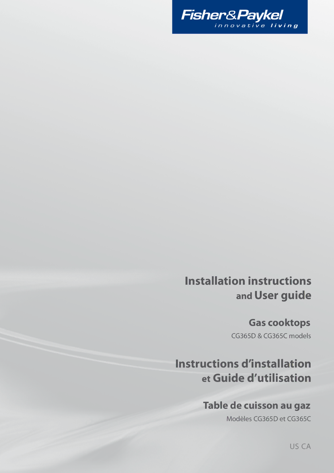 Fisher & Paykel CG365C, CG365D installation instructions Installation instructions and User guide 