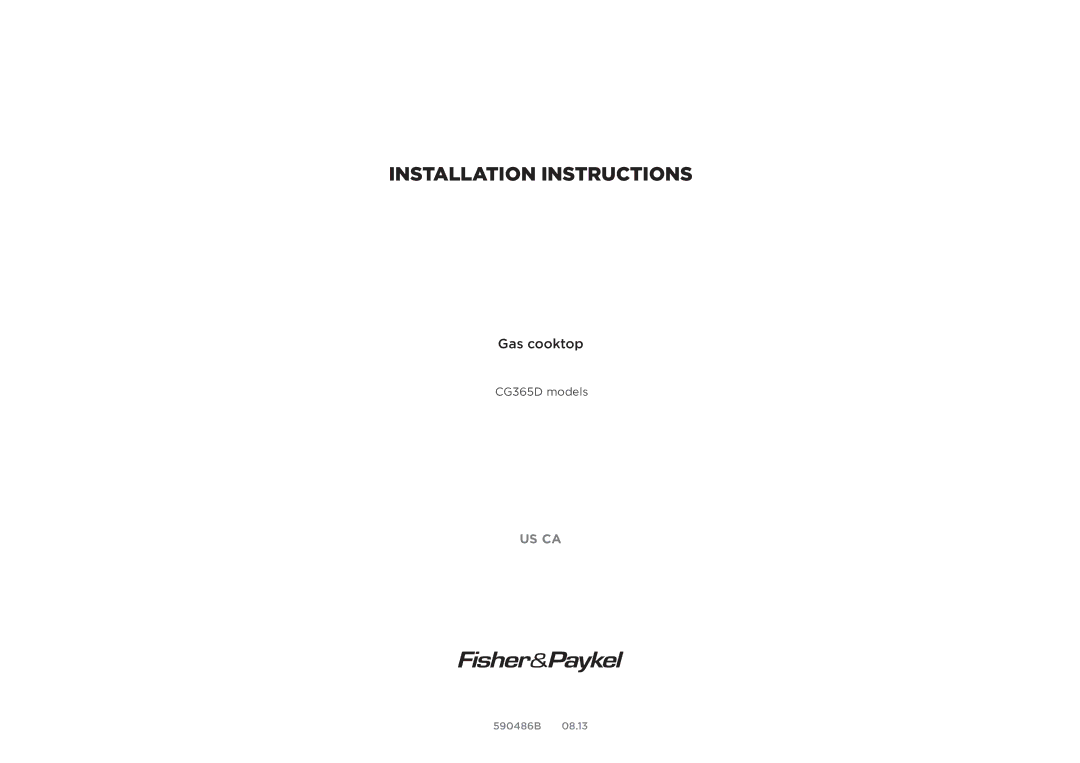 Fisher & Paykel CG365D installation instructions Installation Instructions 