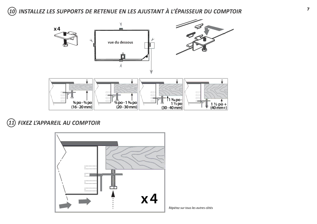 Fisher & Paykel CG365D installation instructions Fixez L’APPAREIL AU Comptoir 